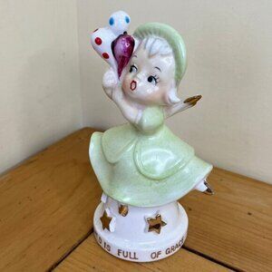 Tuesday's Child Angel Holding Balloons Porcelain Figurine Vintage Wales Japan